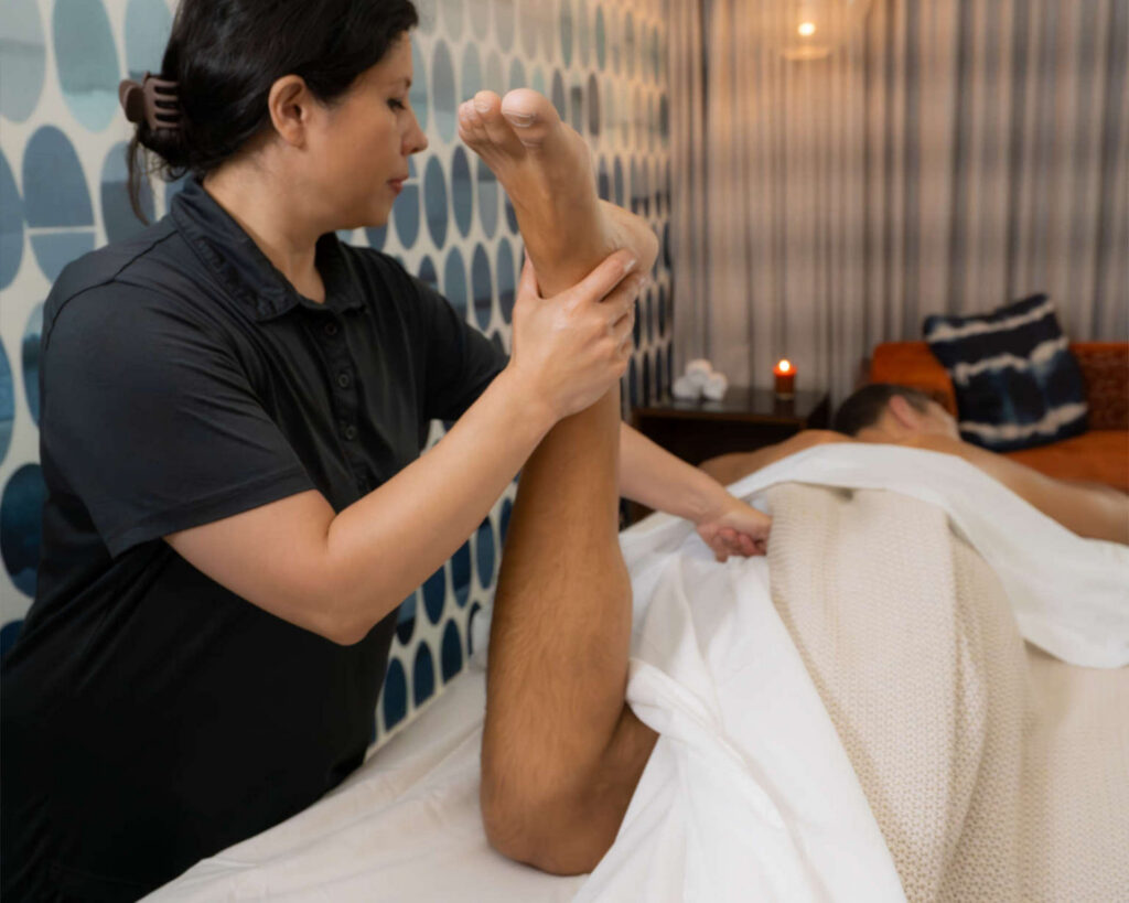 Man receiving a sports massage.