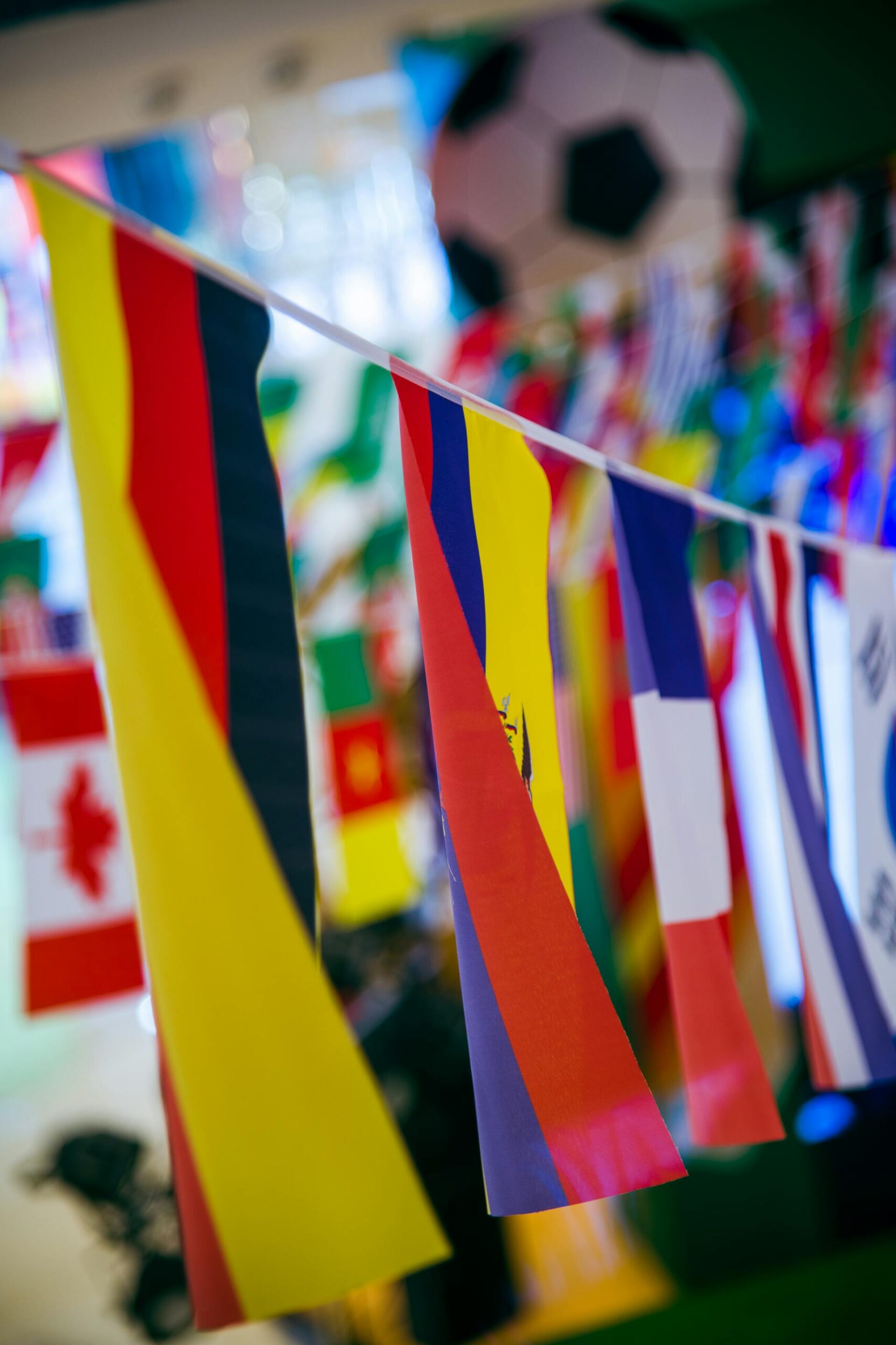 colorful country flags hanging